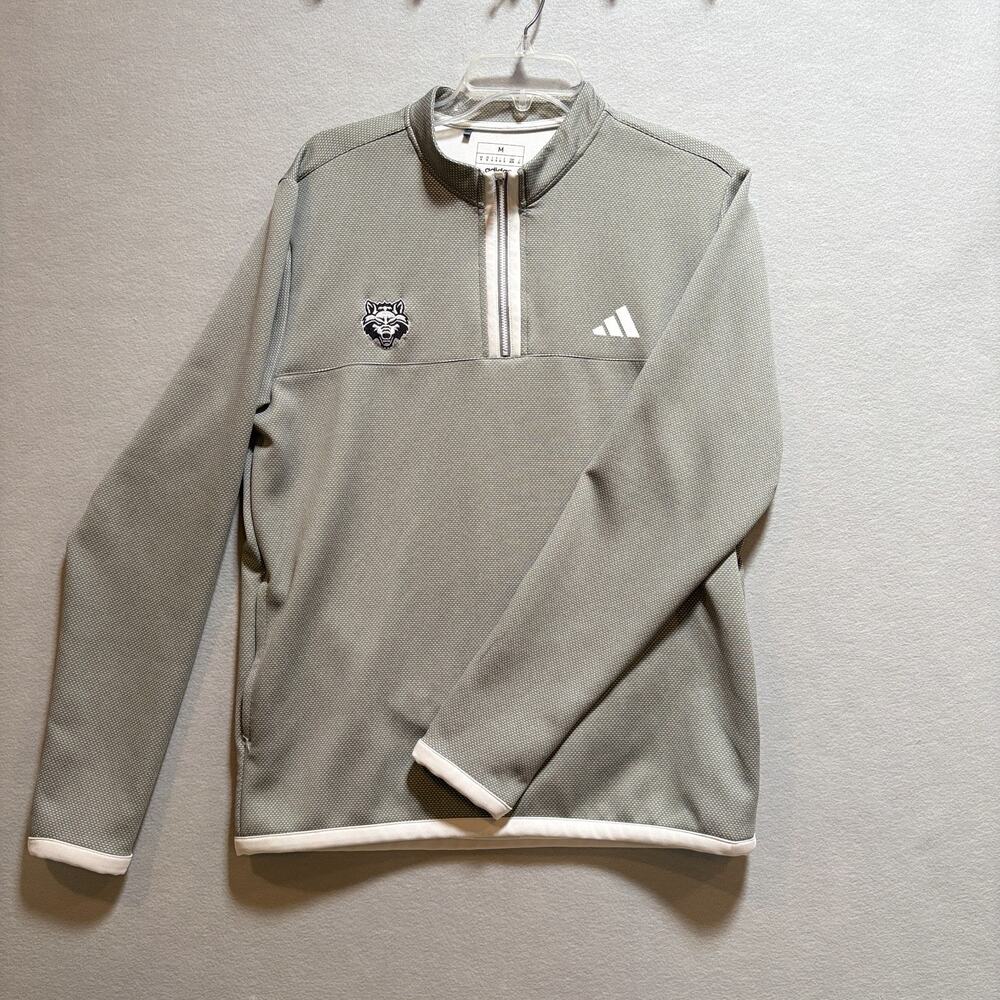 Adidas Arkansas State Red Wolves Mens M 1/4 Zip Pullover Grey Front Roo Pocket
